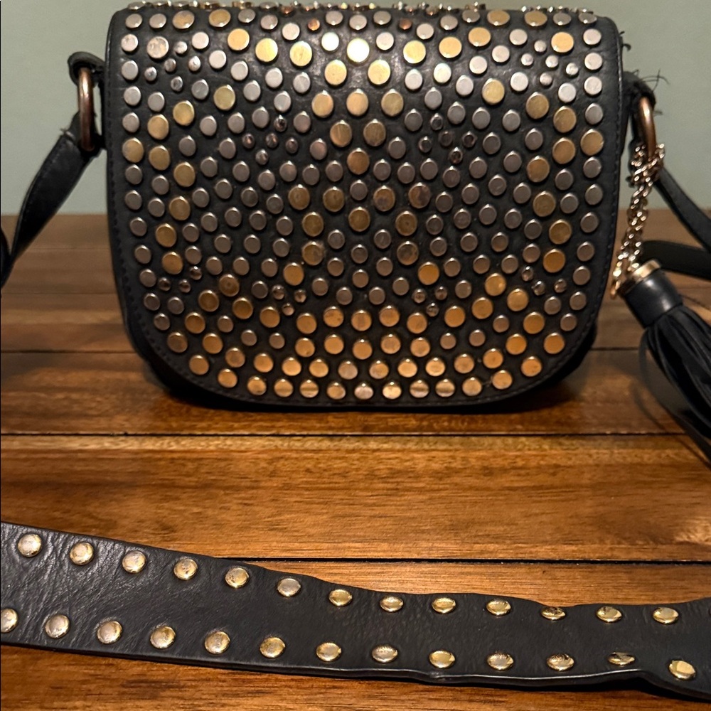 Michael Kors Black and Gold Studded Crossbody - Picture 2 of 12
